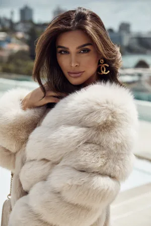 Chevron Fox Fur Coat