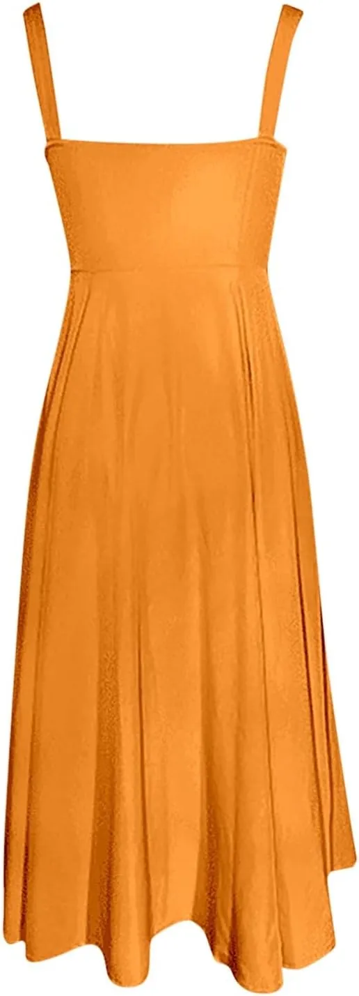 PTOLOCIF Sexy Sundresses for Women 2025 Summer Spaghetti Strap Dress Sleeveless Low Cut Bust Dress Beach Party Maxi Dresses