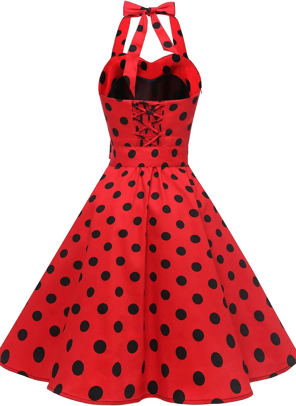 Topdress Women'sVintage Polka Audrey Dress 1950s Halter Retro Cocktail Dress