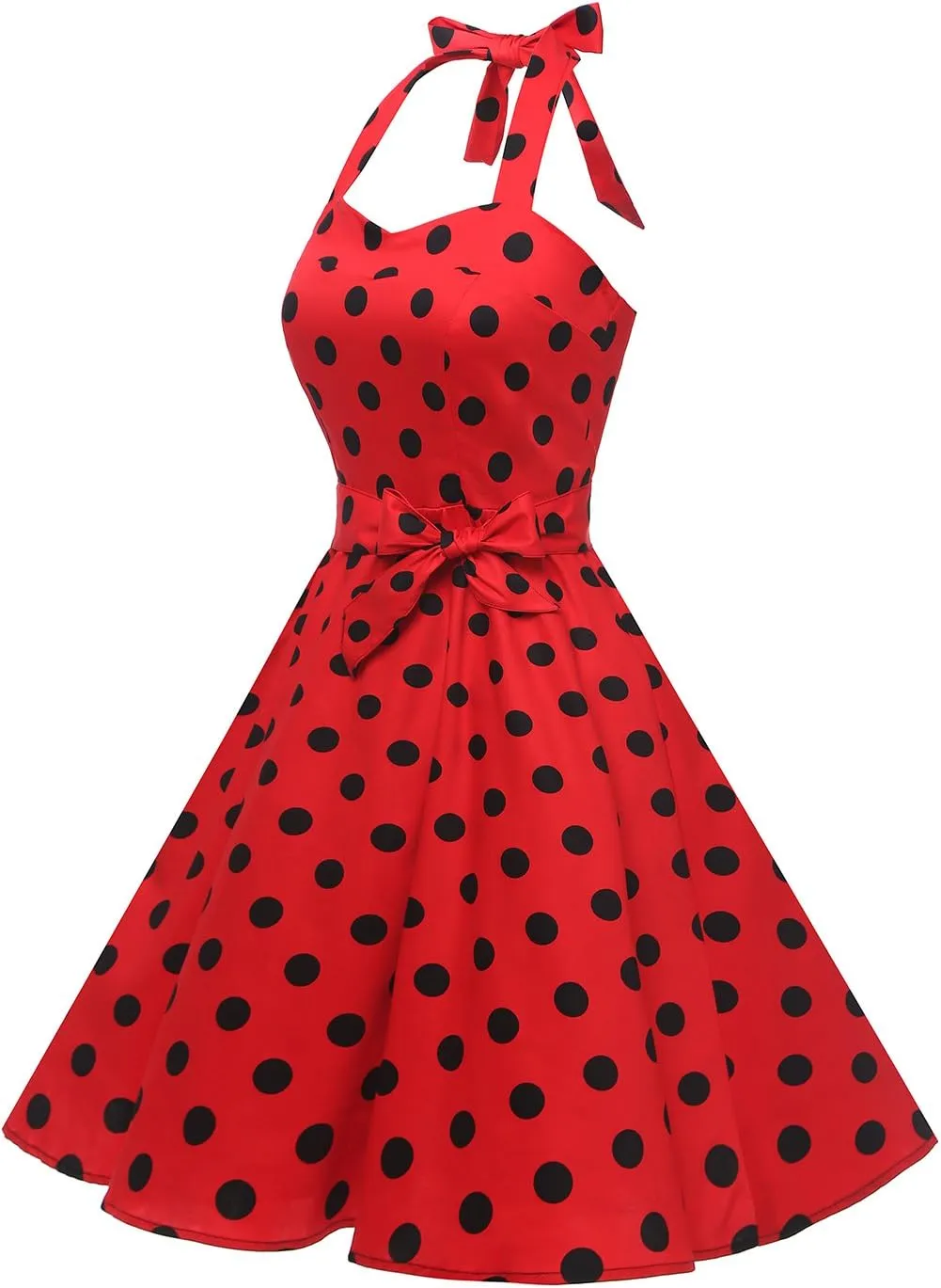 Topdress Women'sVintage Polka Audrey Dress 1950s Halter Retro Cocktail Dress