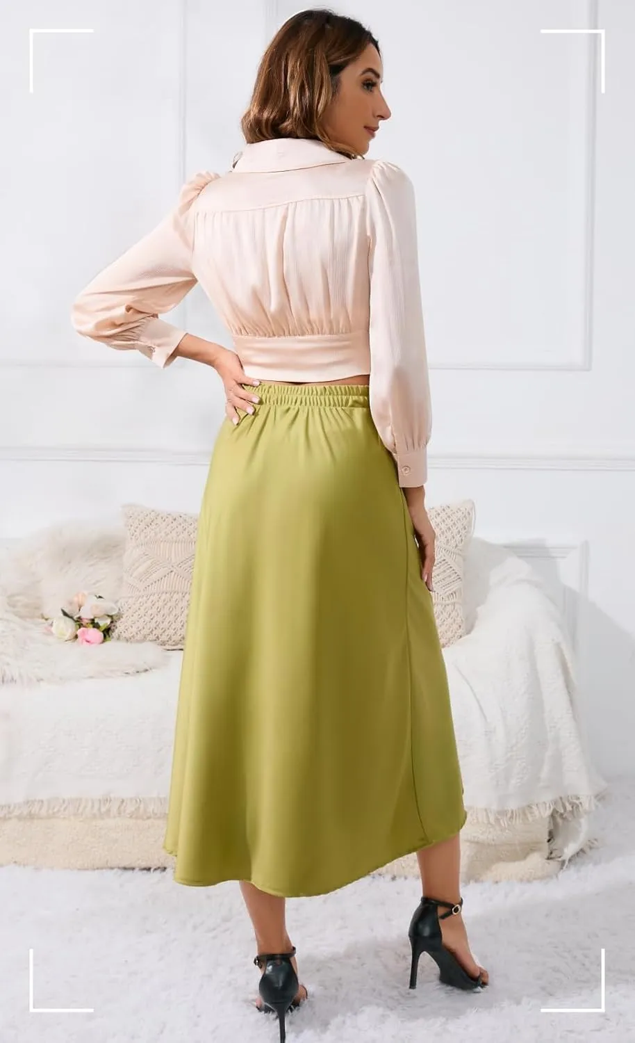 Womens Maxi Midi Satin Skirt for Women Wedding Guest Dresses Winter Party Silk Elegant High Waisted Long Skirts 2025