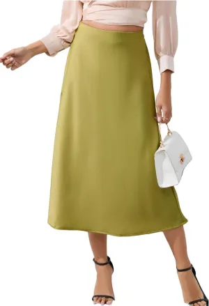 Womens Maxi Midi Satin Skirt for Women Wedding Guest Dresses Winter Party Silk Elegant High Waisted Long Skirts 2025