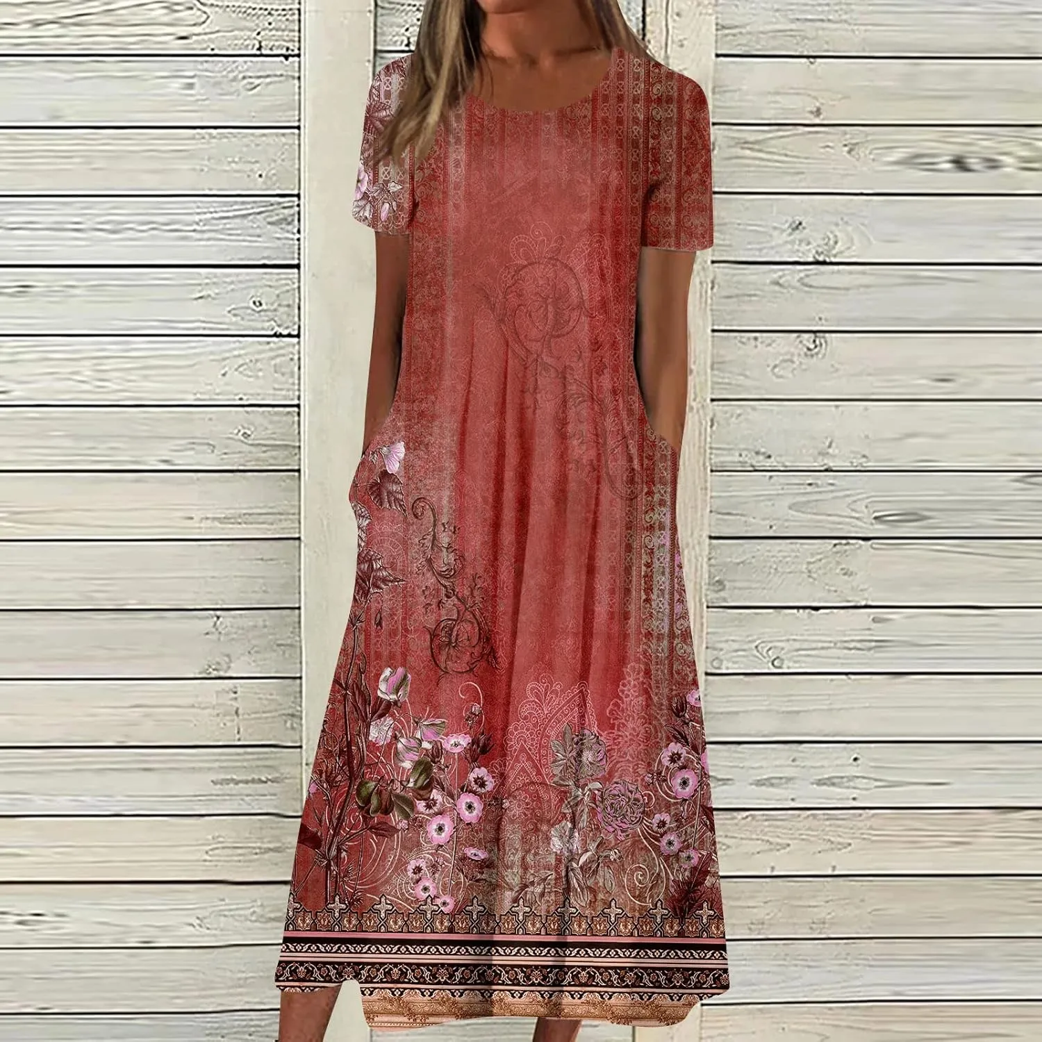 Womens Summer A-Line Dress Mini Short Sleeve Dresses Flowy Beach Swing Dress 2025 Vacation Travel with Pockets